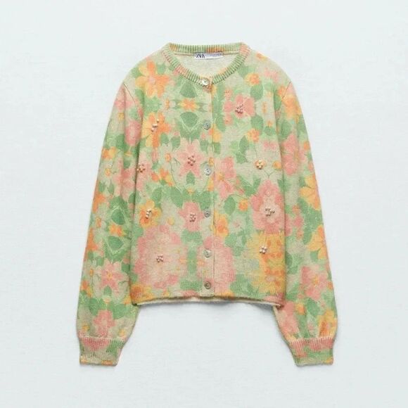 ZARA FLORAL BEADED CARDIGAN - Picture 10 of 12